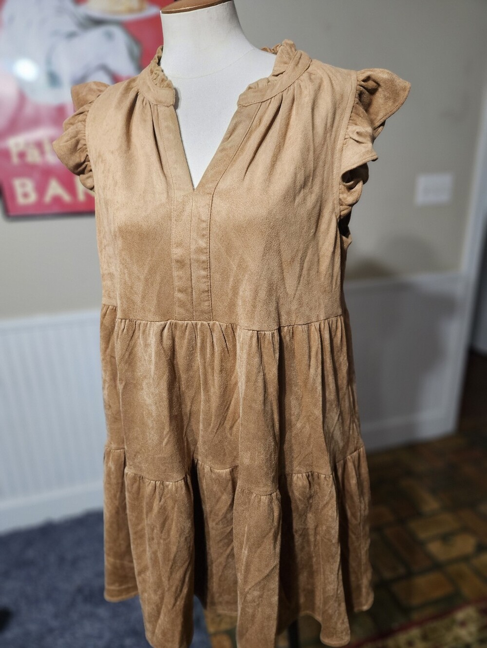 Skies Are Blue Faux Suede Dress Medium